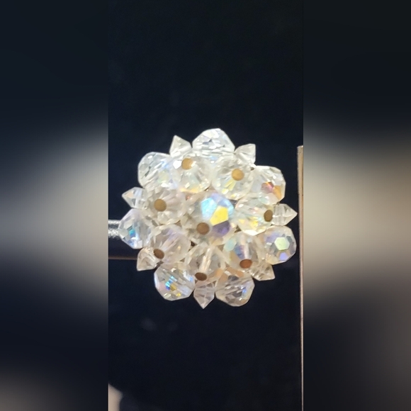 Vintage Aurora Borealis Made in England Necklace & Jonne Clip On Earrings - Picture 2 of 10